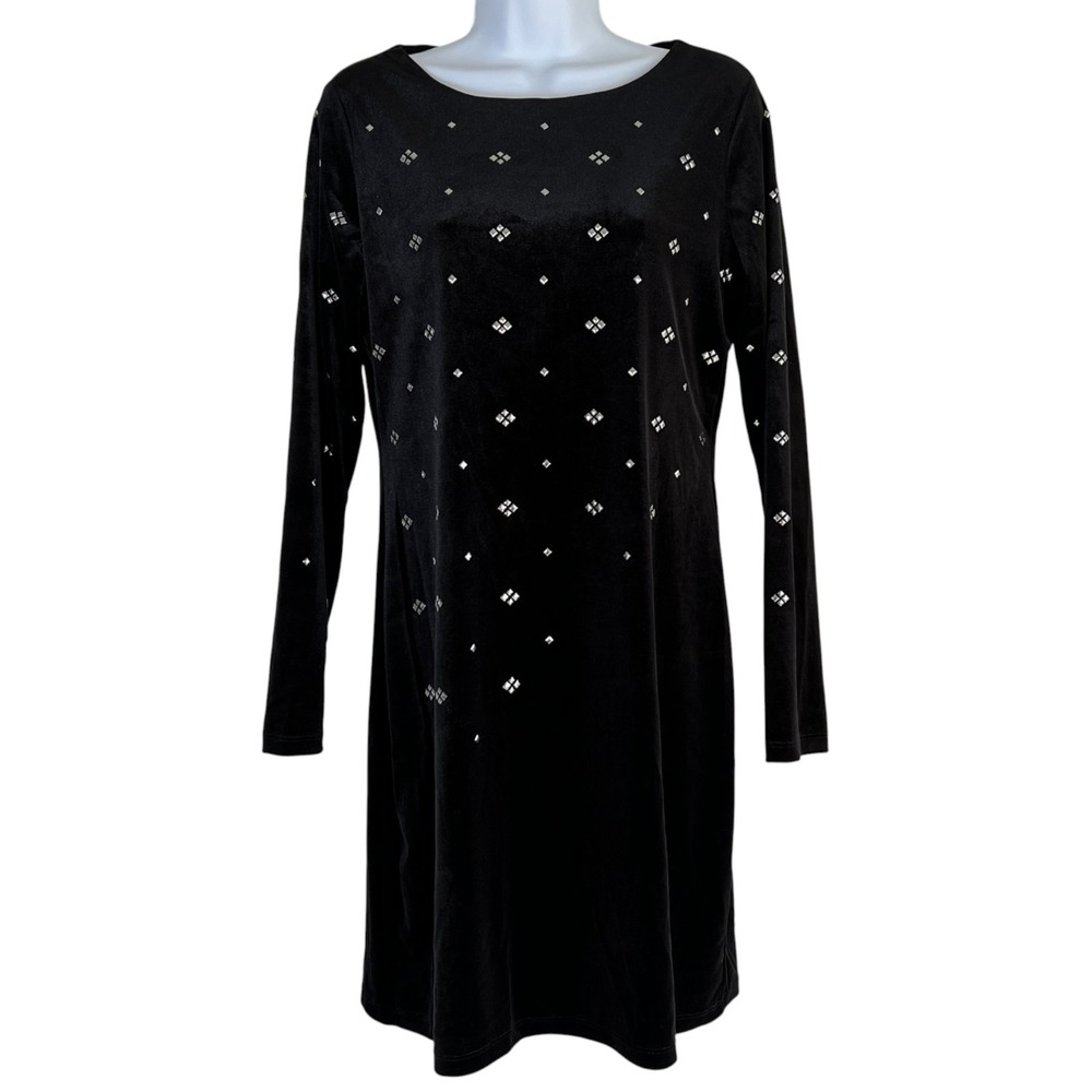 Cynthia Steffe Velvet Sheath Mini Dress M‎ Black Silver Studded Y2K Party